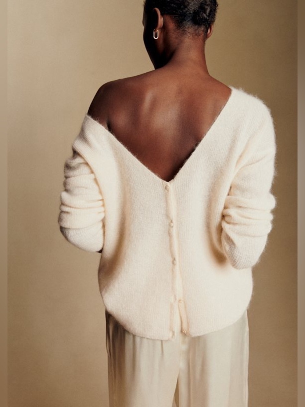 Sezane Barry Cardigan Ecru Cream Mohair Alpaca Button Front Sweater Small - Picture 5 of 11